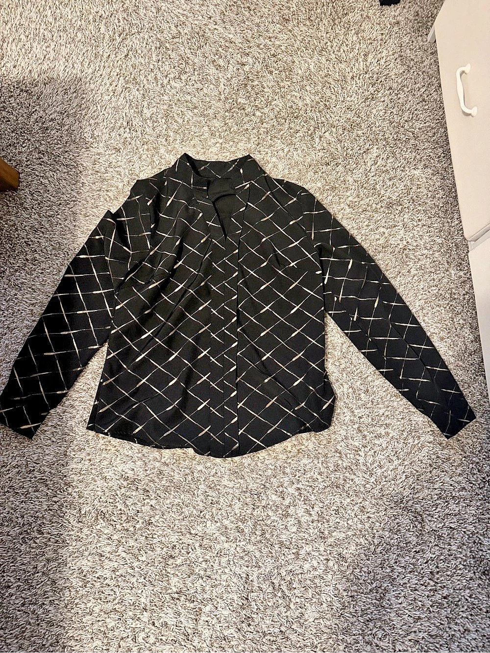 Women's Geometric Blouse in Black & Gold Like New